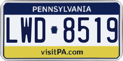 PA license plate LWD8519