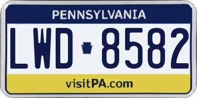 PA license plate LWD8582