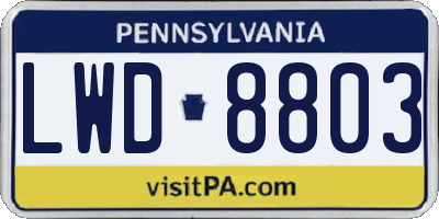 PA license plate LWD8803