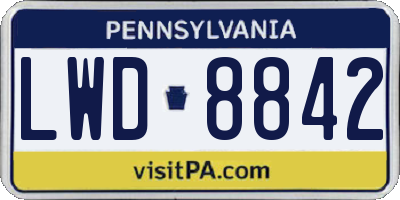 PA license plate LWD8842