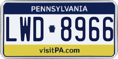 PA license plate LWD8966