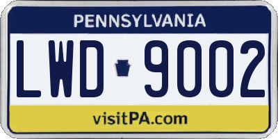 PA license plate LWD9002