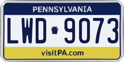 PA license plate LWD9073