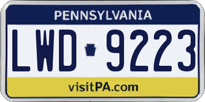 PA license plate LWD9223
