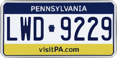 PA license plate LWD9229