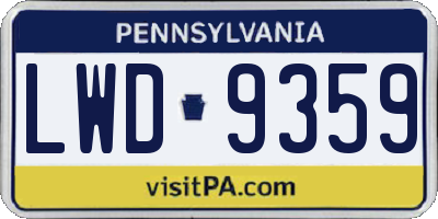 PA license plate LWD9359