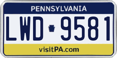 PA license plate LWD9581
