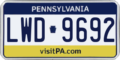 PA license plate LWD9692