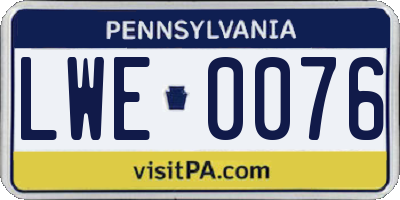 PA license plate LWE0076