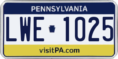 PA license plate LWE1025