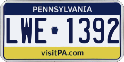 PA license plate LWE1392