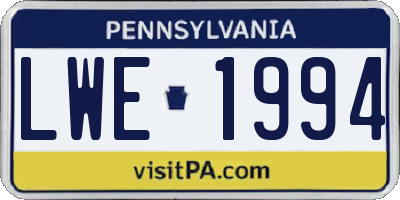 PA license plate LWE1994