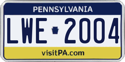 PA license plate LWE2004