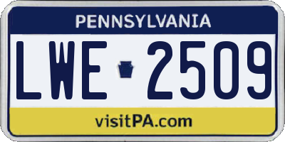 PA license plate LWE2509