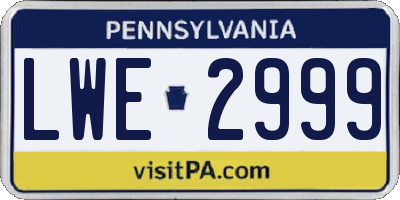 PA license plate LWE2999