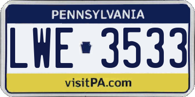 PA license plate LWE3533