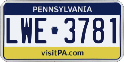 PA license plate LWE3781