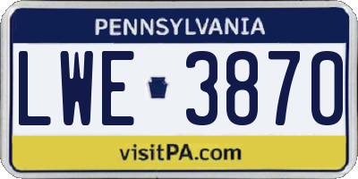 PA license plate LWE3870