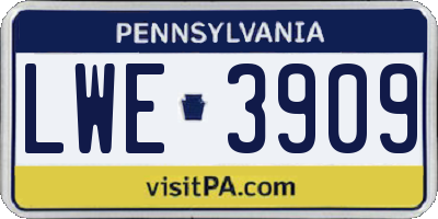 PA license plate LWE3909