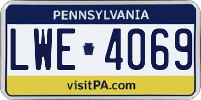 PA license plate LWE4069