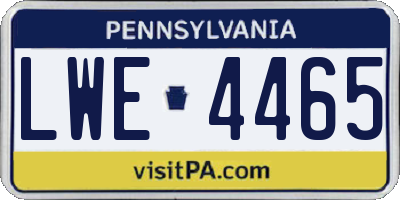PA license plate LWE4465