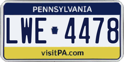 PA license plate LWE4478