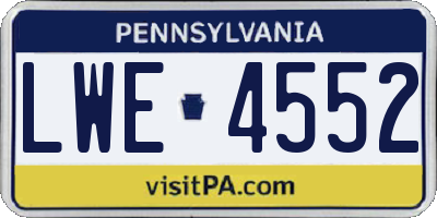 PA license plate LWE4552