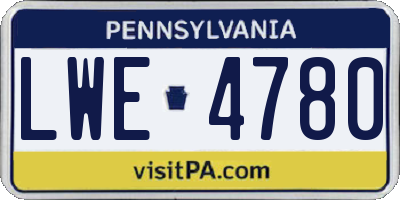 PA license plate LWE4780