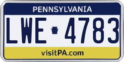 PA license plate LWE4783