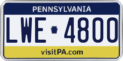 PA license plate LWE4800