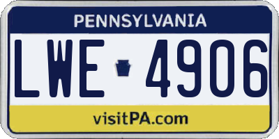 PA license plate LWE4906