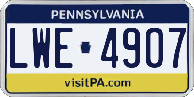 PA license plate LWE4907