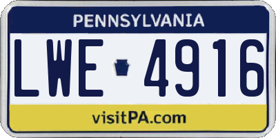 PA license plate LWE4916