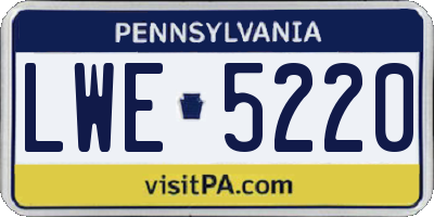 PA license plate LWE5220
