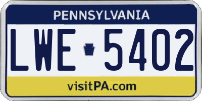 PA license plate LWE5402