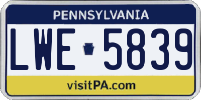 PA license plate LWE5839