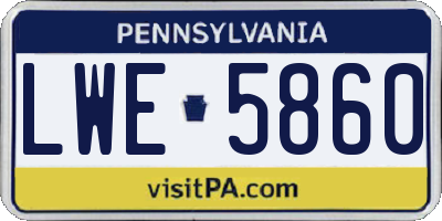 PA license plate LWE5860