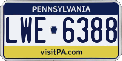 PA license plate LWE6388
