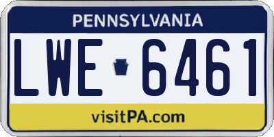PA license plate LWE6461