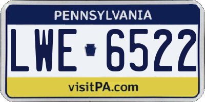 PA license plate LWE6522