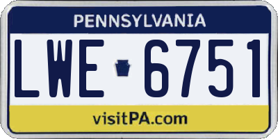 PA license plate LWE6751