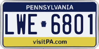 PA license plate LWE6801