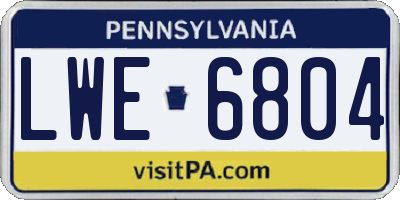 PA license plate LWE6804