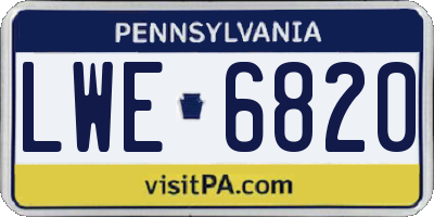 PA license plate LWE6820