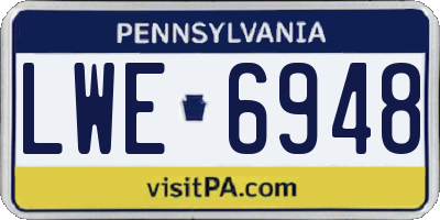 PA license plate LWE6948