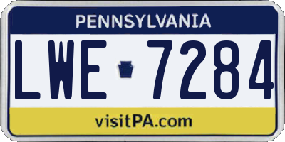 PA license plate LWE7284