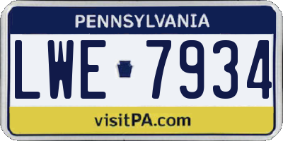 PA license plate LWE7934