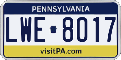 PA license plate LWE8017