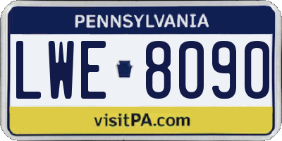 PA license plate LWE8090