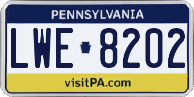 PA license plate LWE8202